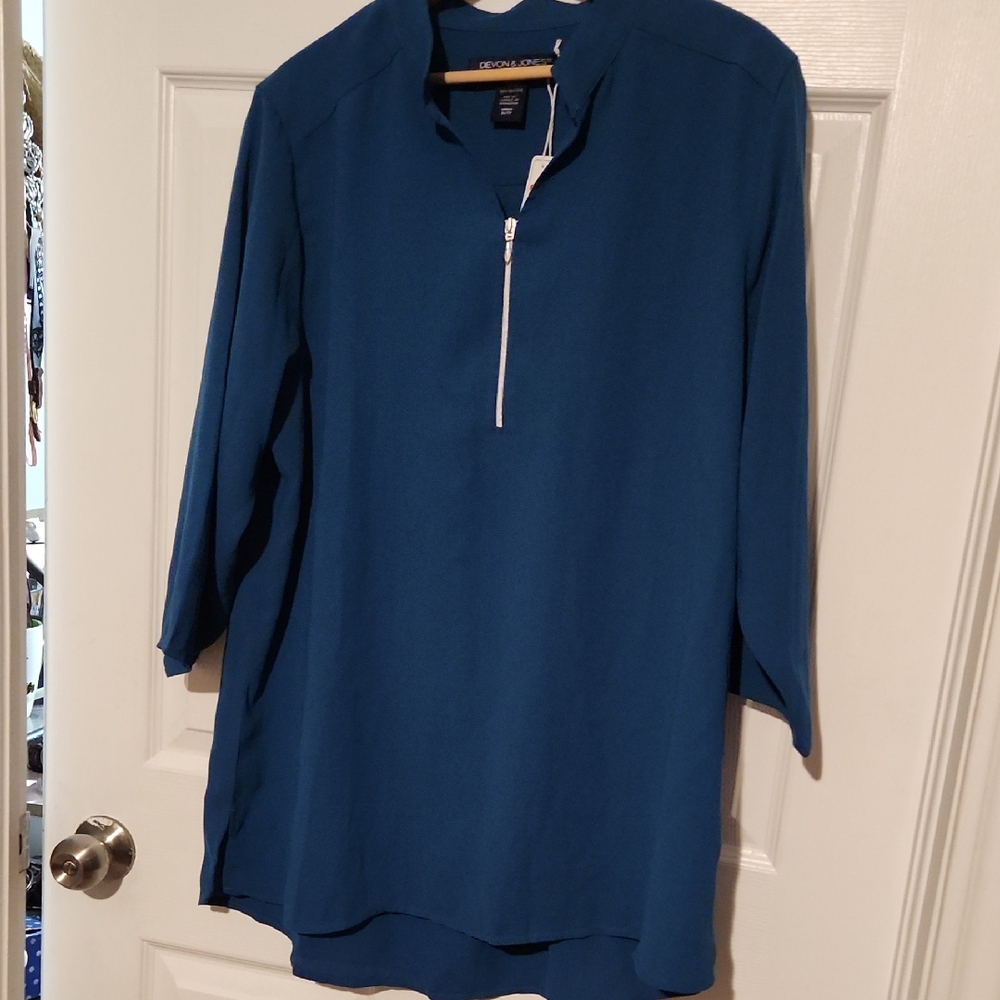 Devon & Jones Teal Blouse Sz XL